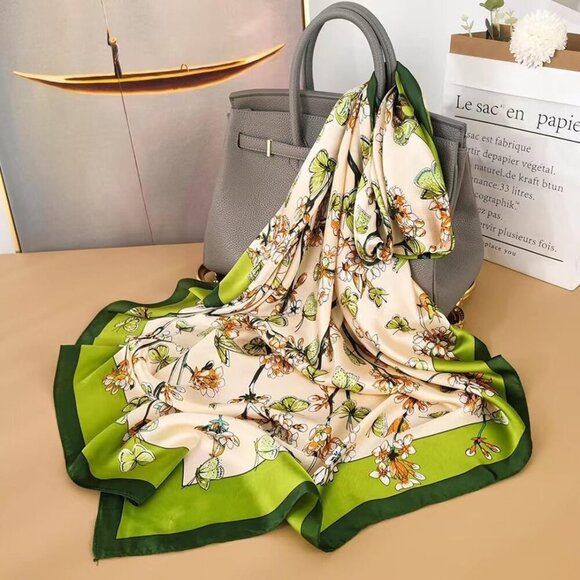 XL 43 Inch Extra Large Square Scarf Fashion Scarves Silk Feeling Hair Scarf Wrap - Picture 4 of 6